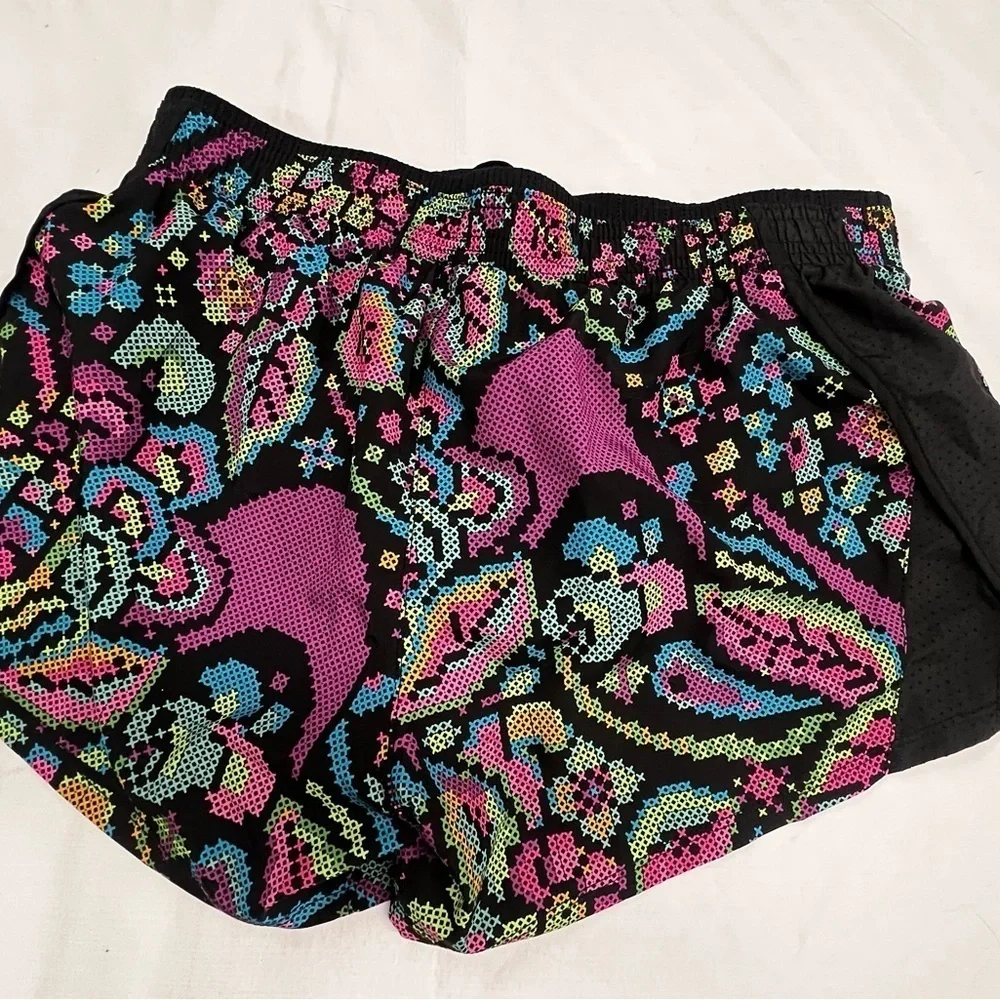 Nike Black and Pink Athletic Shorts Lot Womans Medium 1-floral 1-black